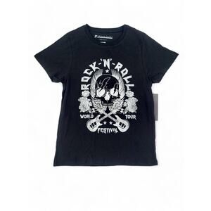Prince‎ Peter Womens Large Rock N Roll Skull Graphic T Shirt Black Band Tee NEW